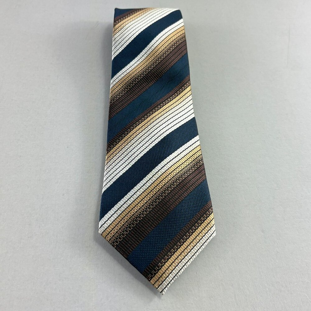 A. Vincenzo Black / Brown / Silver Striped Men's Tie 3 3/4" x 61"